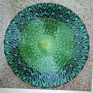 Art  Bowl  Peacock Feather Design Teal